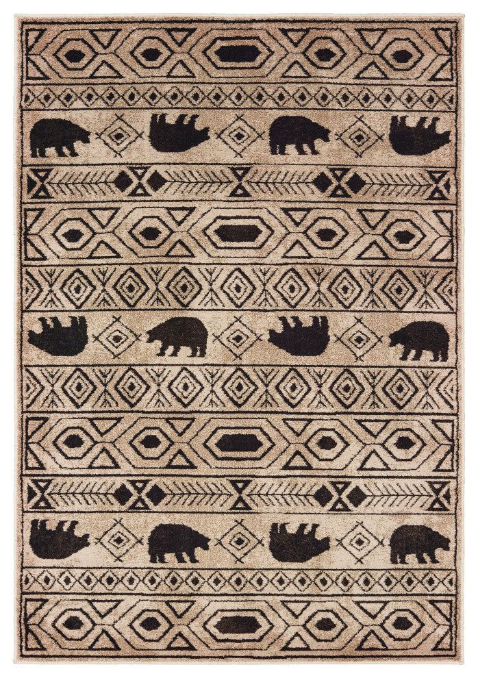 Oriental Weavers Woodlands Ivory/Black Southwest/Lodge Indoor Area Rug3'10"X5'5"