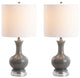 Cox 22" Metal and Glass LED Table Lamp, Set of 2, Gray and Chrome