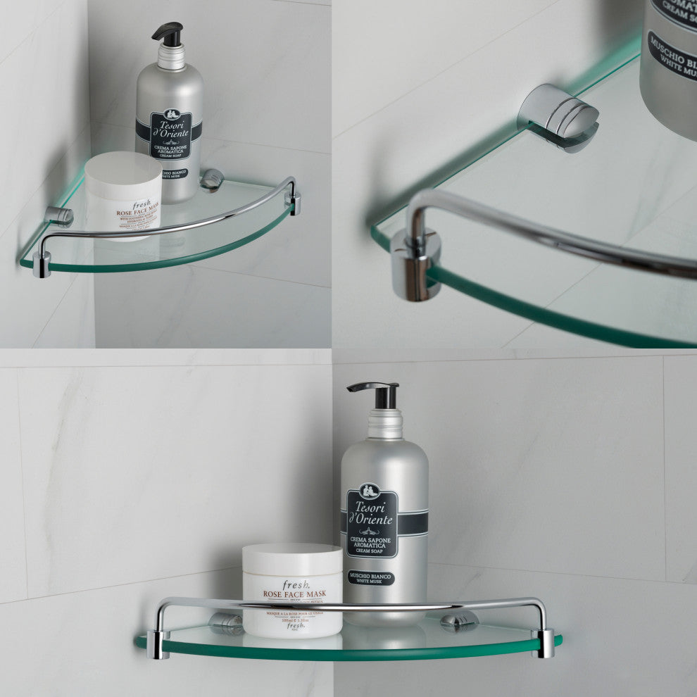 Elie Bathroom Corner Shelf, Chrome
