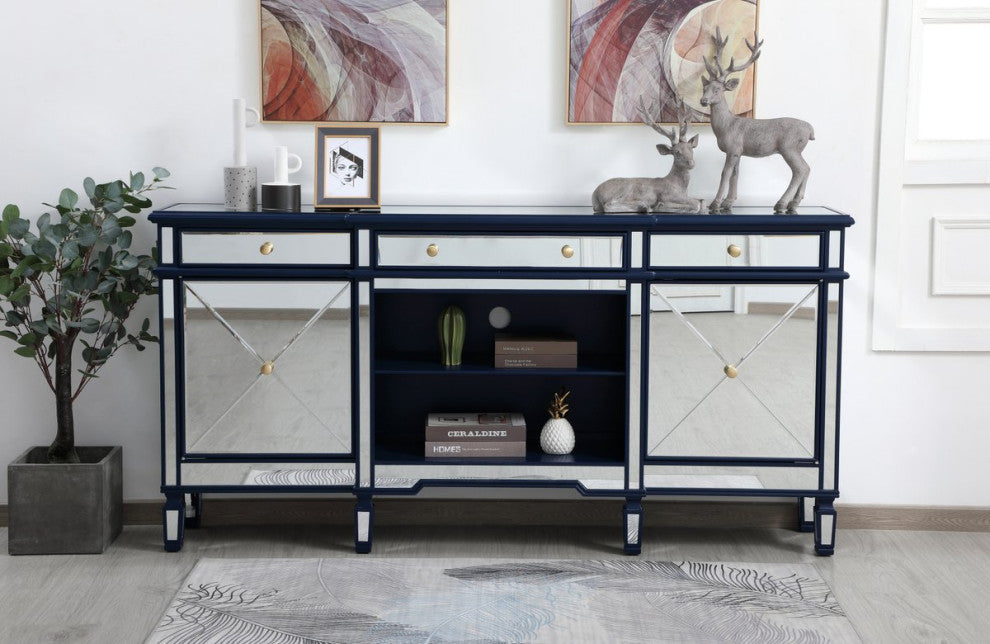 Calum 72" Mirrored Credenza, Blue