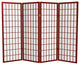4' Tall Window Pane Shoji Screen, Rosewood, 4 Panels