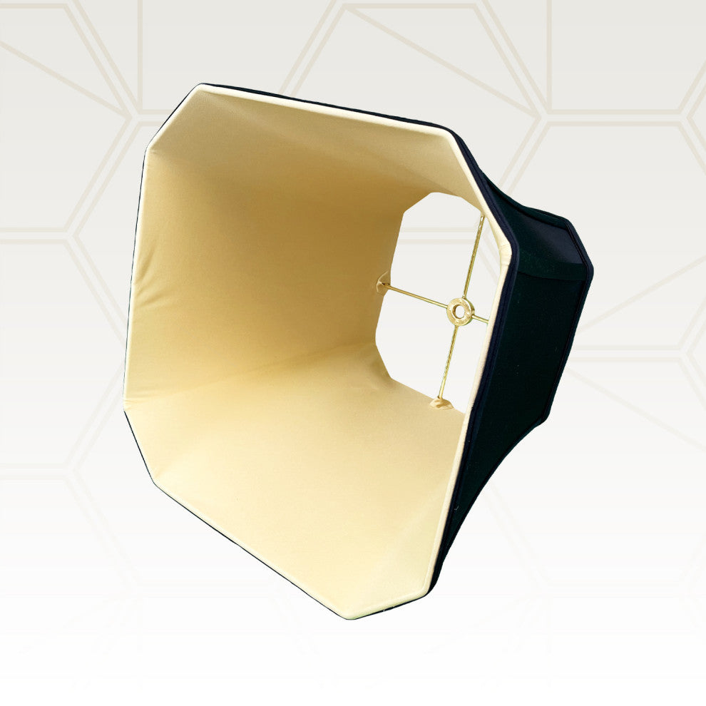 Royal Designs Square Cut Corner Bell Lamp Shade, Black With Gold Lining, 7.5"x12