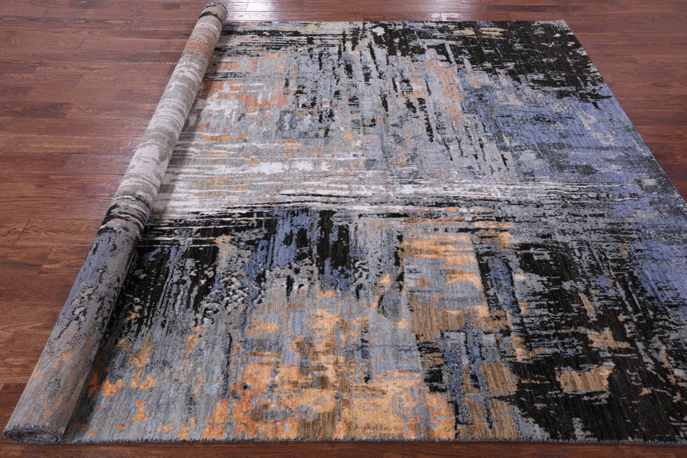 Handmade Abstract Wool and Silk Rug 7' 11" X 10' 2" Q8555