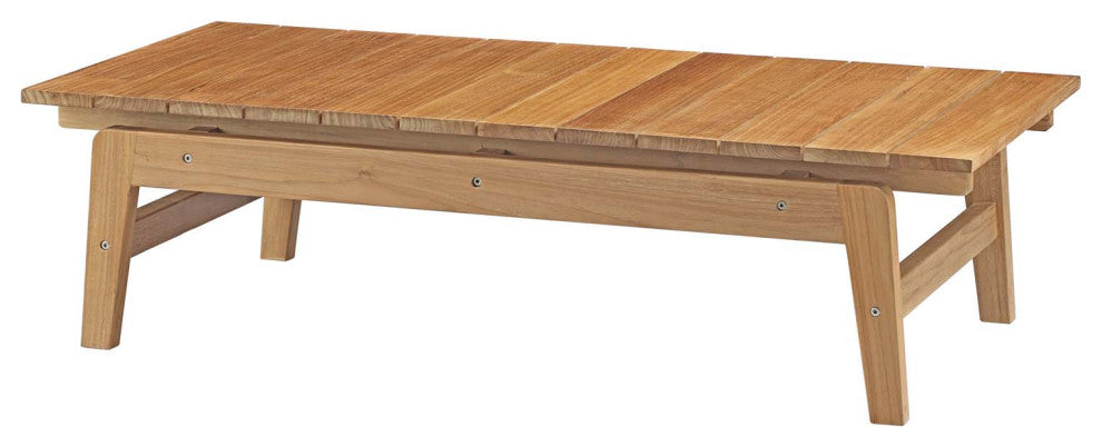 Lounge Coffee Table, Rectangular, Brown Natural, Wood, Modern, Outdoor Patio
