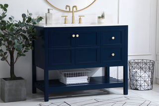 Tobias 42" Single Bathroom Vanity, Blue With Backsplash
