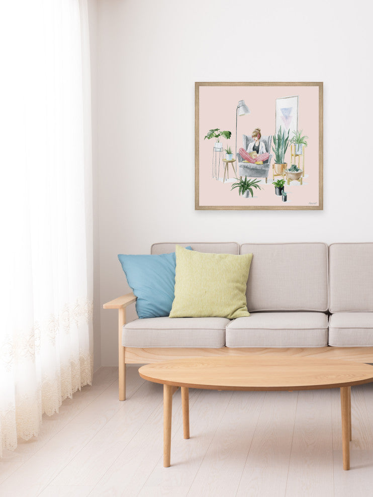 "Indoor Plants Sanctuary" Framed Painting Print, 18x18