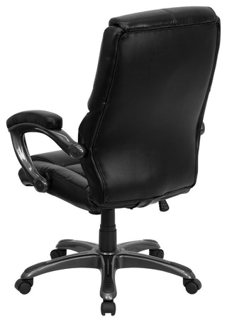High Back Black Leather Overstuffed Executive Swivel Office Chair