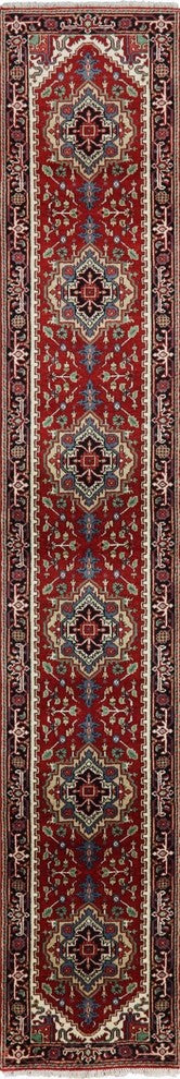 Unique Oriental 3'x16' Heriz Serapi Floral Red Hand Kotted Wool Runner H9241