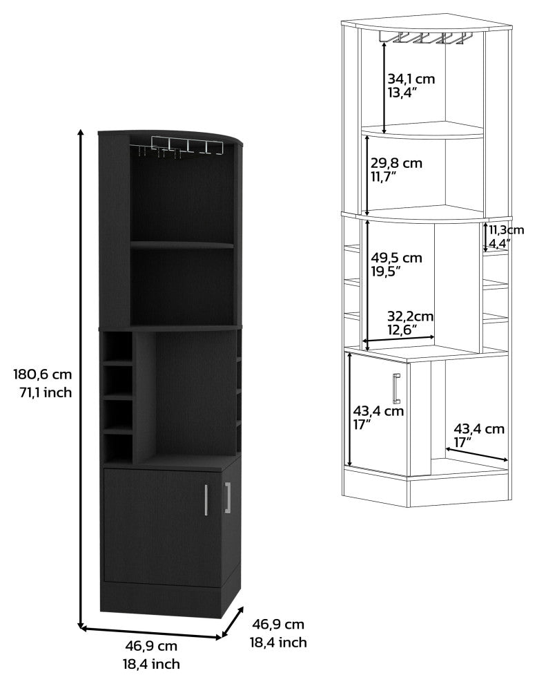 DEPOT E-SHOP Cairo Corner Bar Cabinet, Black