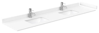 Miranda White/Brushed Nickel, 84" Double, Cultured Top, Square, No Mirror
