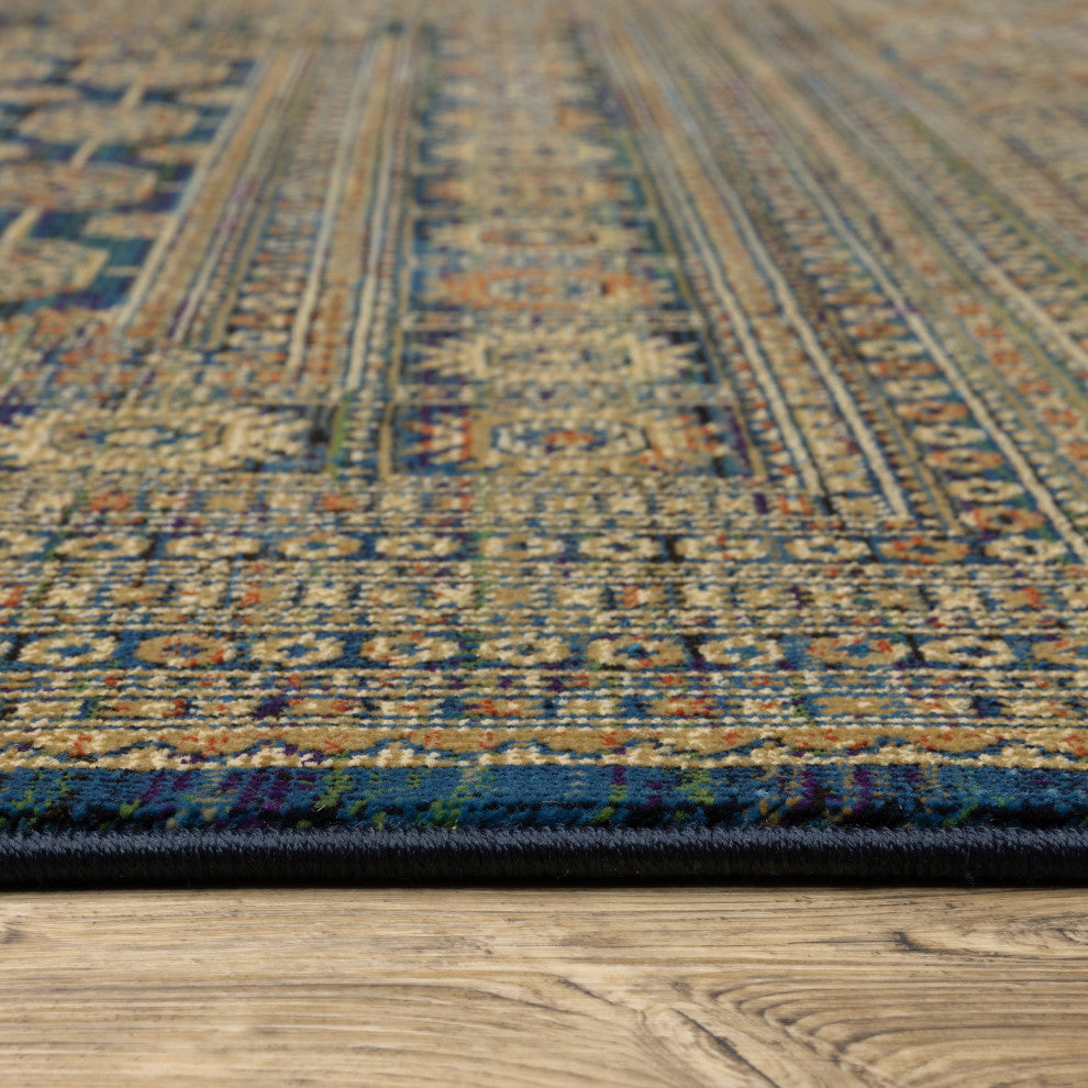 Oriental Weavers Ankara Indoor Rug Blue/ Gold 2'3" X 7'6"