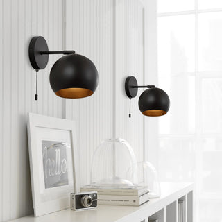 Tierra 7" 1-Light Modern Iron Sconce with Pull-Chain Switch, Set of 2, Black