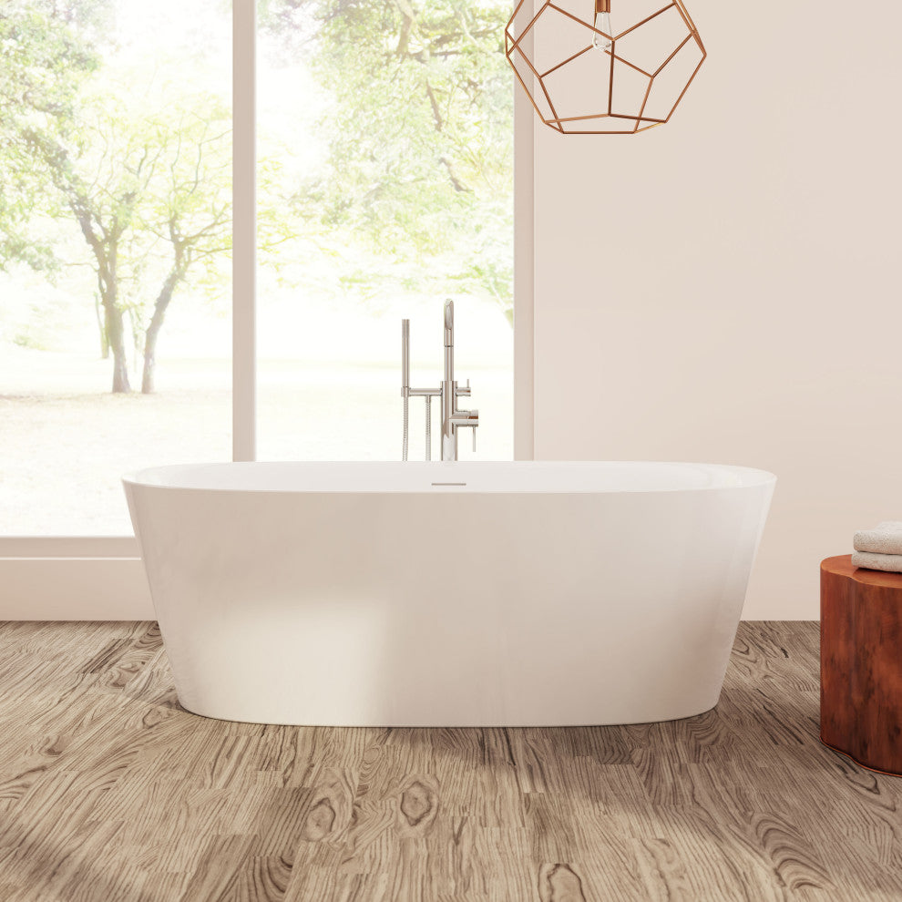 Perlato Lucca Freestanding Soaking Tub, White, 67"