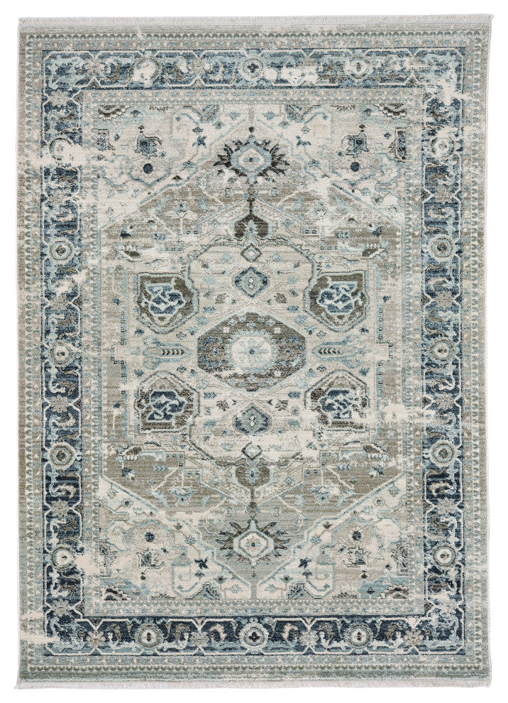 Alden-Heriz Woven Area Rug, Silver Grey, Rectangle, 12'x9'