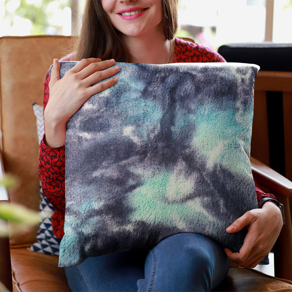 Plutus Blue Fureal Faux Fur Luxury Throw Pillow, Blue, 20" x 36" King