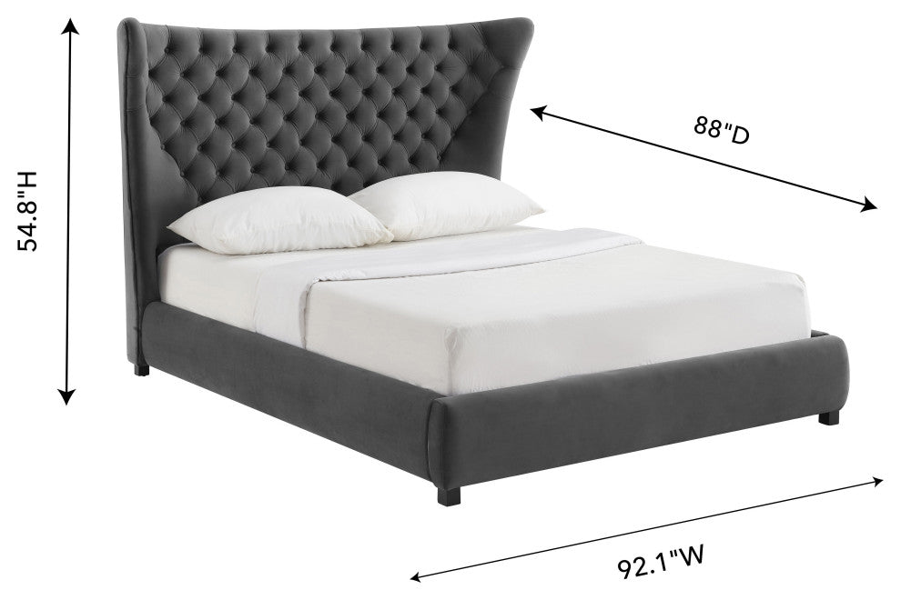 Sassy Gray Velvet King Bed