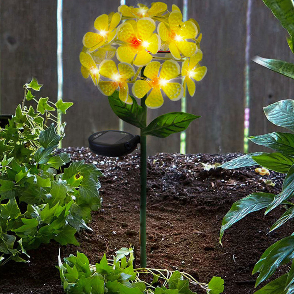 Solar LED Metal Flower Stake Lights, Yellow