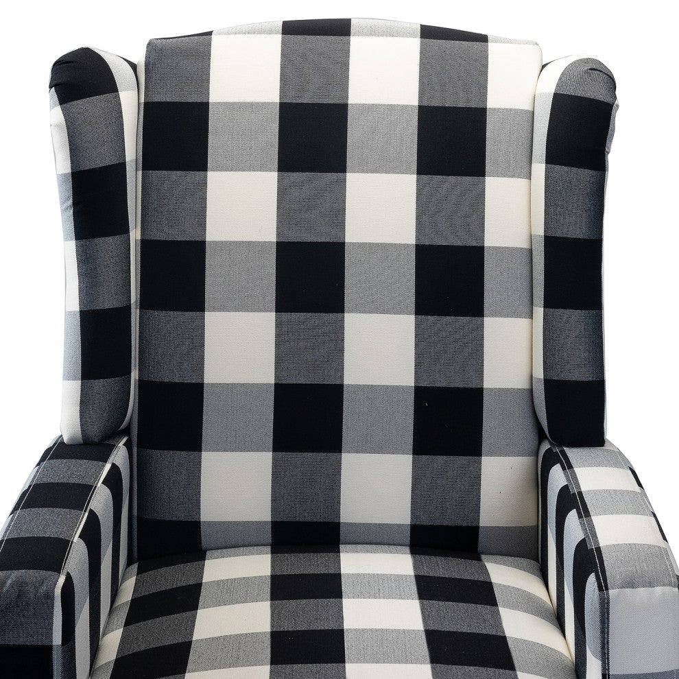 Upholstered Manual Recliner With Wingback, Black