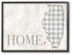 Illinois Gray Gingham & Floral Heart & Home Framed Giclee Art, 16"x20"