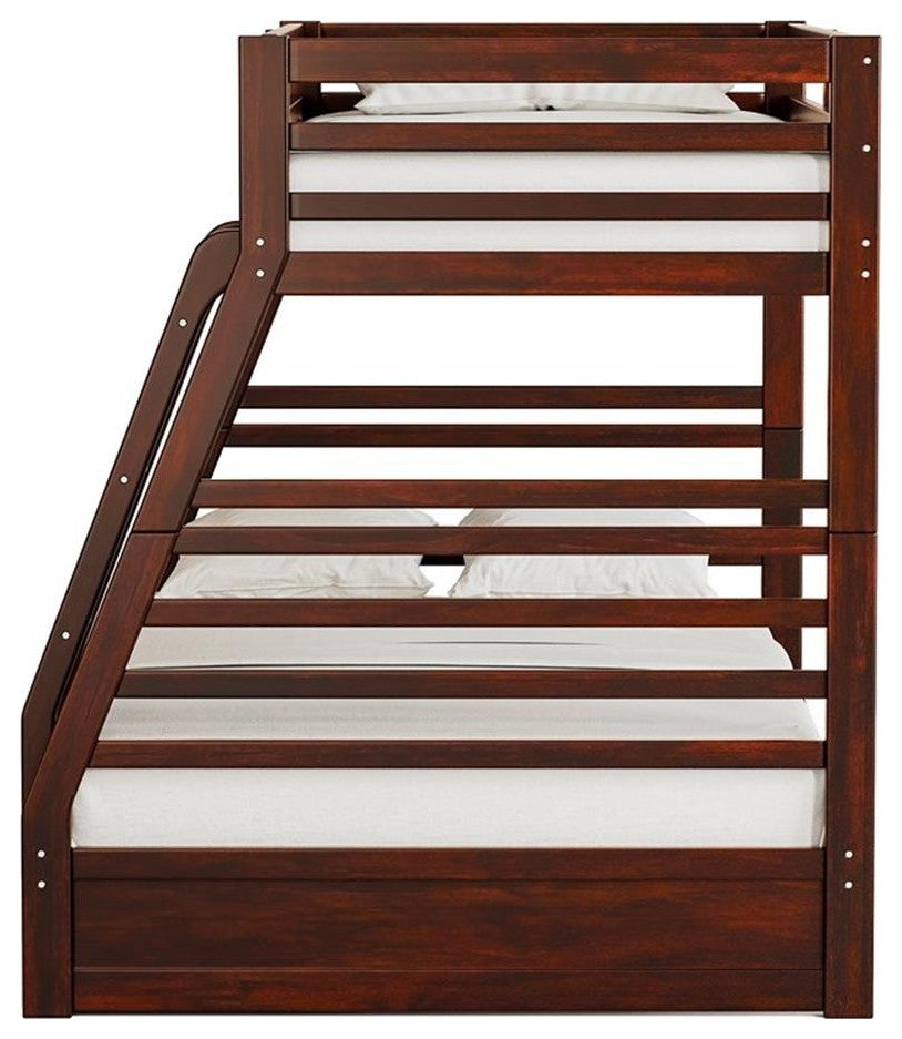 Furniture of America Tomi Wood Twin over Full Storage Bunk Bed in Dark Walnut