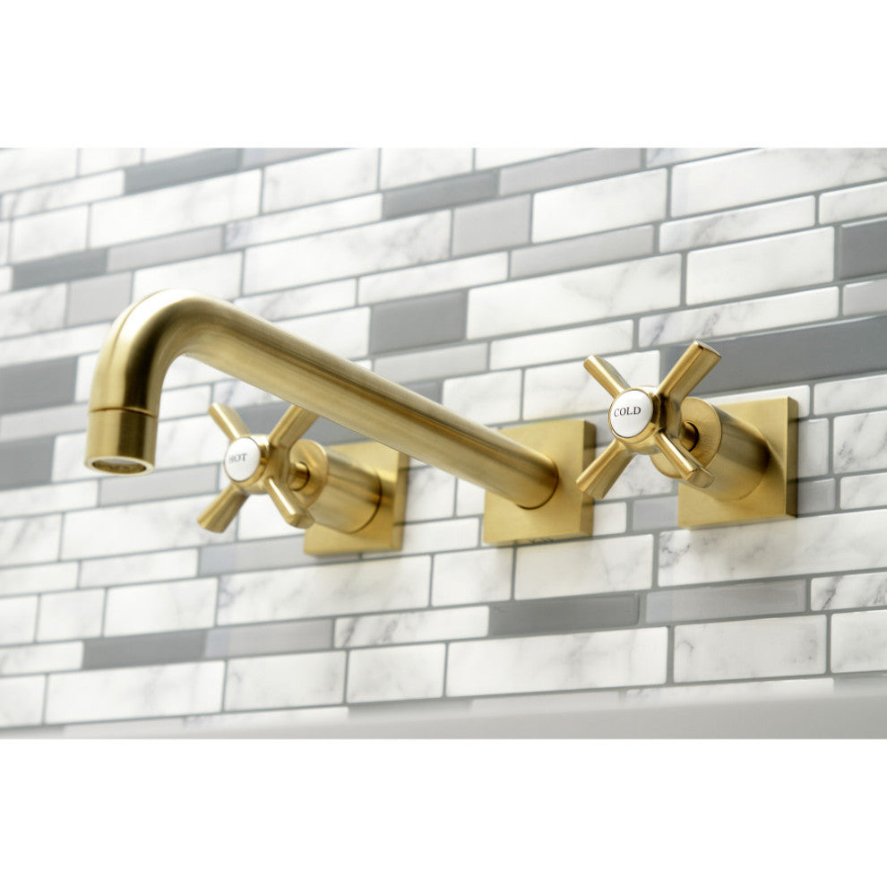 KS6057ZX Wall Mount Tub Faucet, Brushed Brass