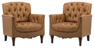 Bertram Genuine Leather Armchair Set of 2, Camel