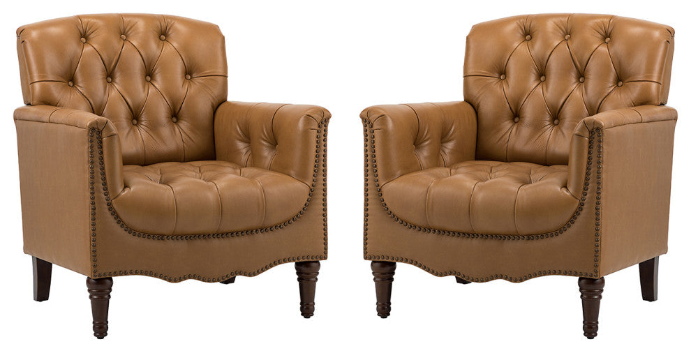 Bertram Genuine Leather Armchair Set of 2, Camel