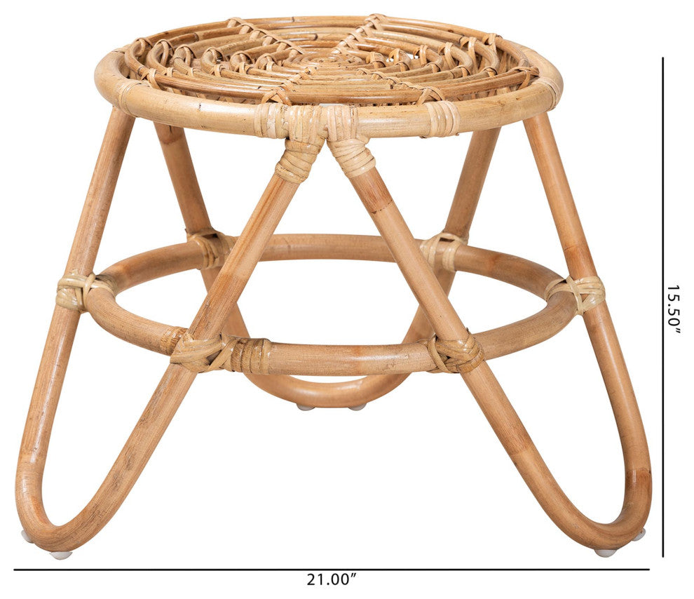 Saule Natural Brown Rattan End Table