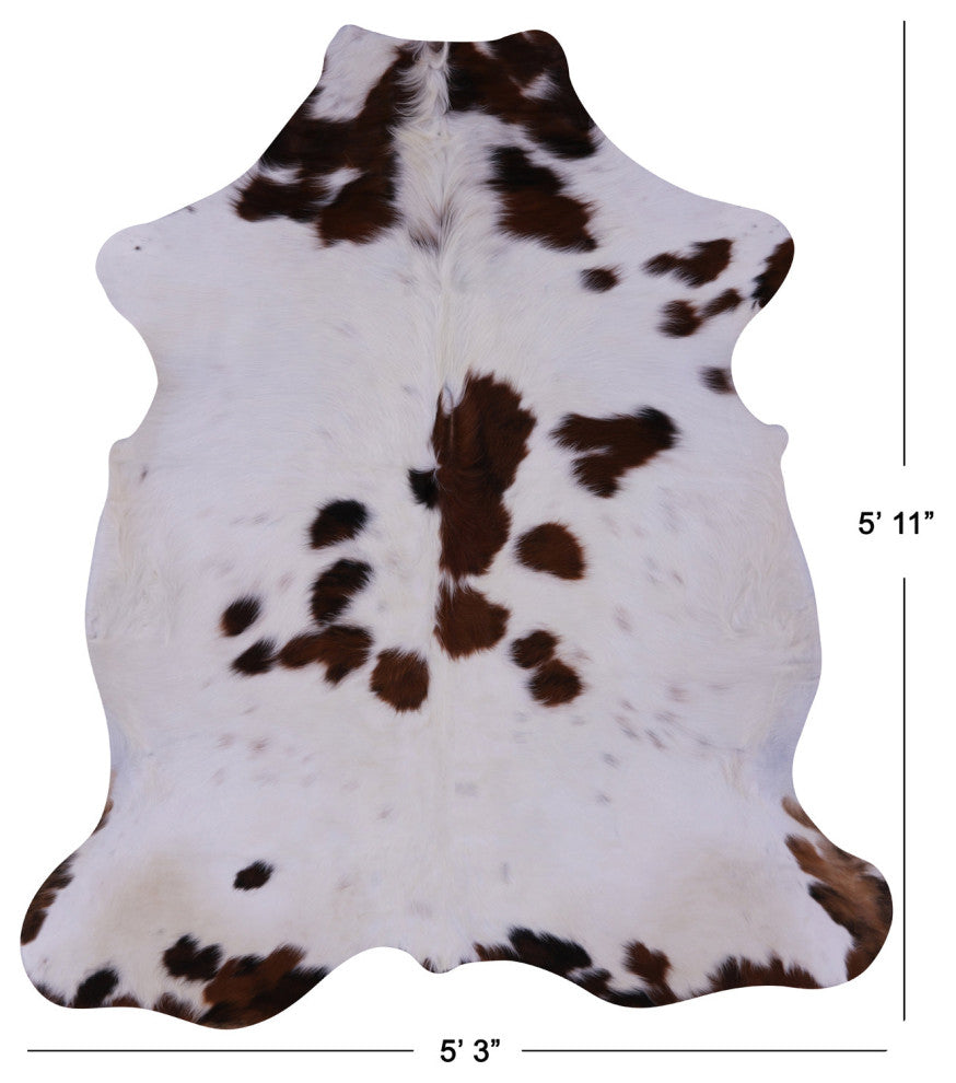 Brown and White Natural Cowhide Rug 5' 11" X 5' 3" C2389