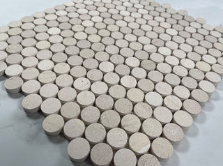 Golden Beach Moleanos Beige Limestone Quarter Round Mosaic Tile Honed, 1 sheet