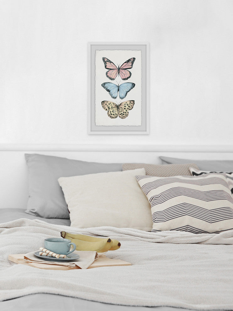 "Butterfly Trio" Framed Painting Print, 12"x18"