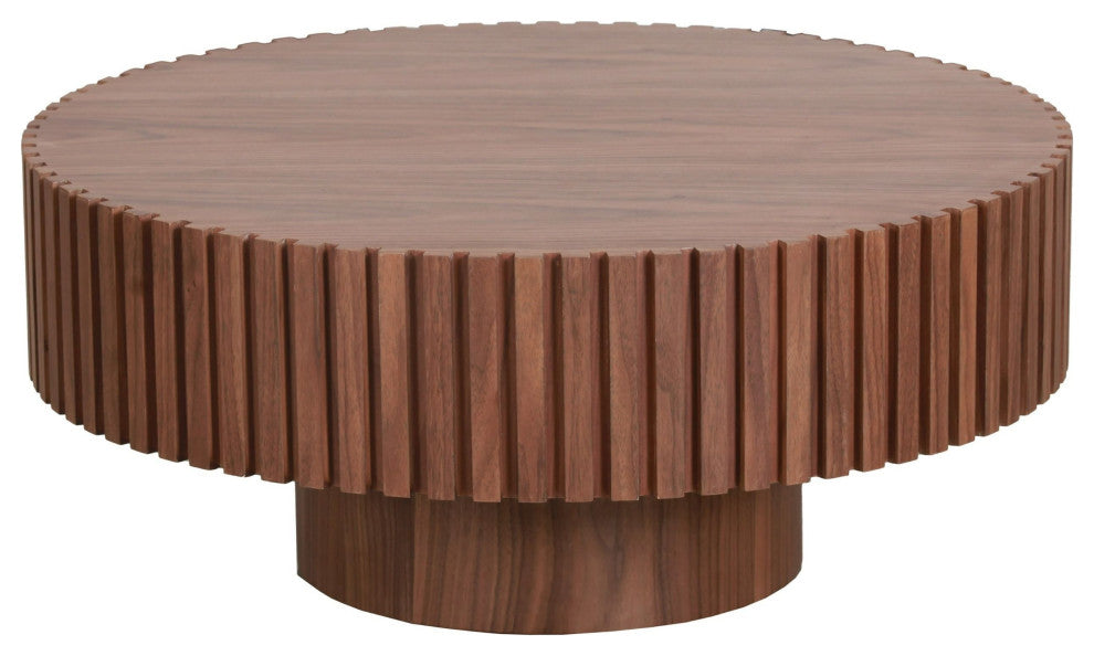 Modrest Pierre Modern Walnut Small Round Coffee Table