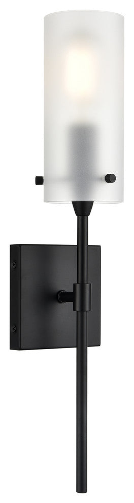 Effimero 1-Light Wall Vanity Corridor Sconce, Black With Frosted Glass