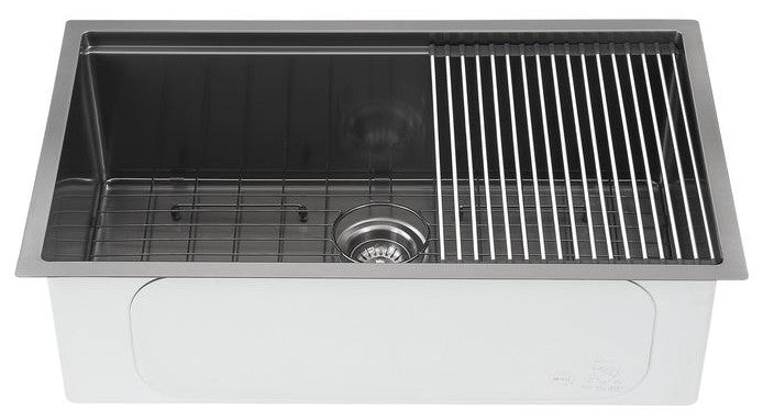 32 in. Single Bowl Undermount Kitchen Sink in Black PVD Nano