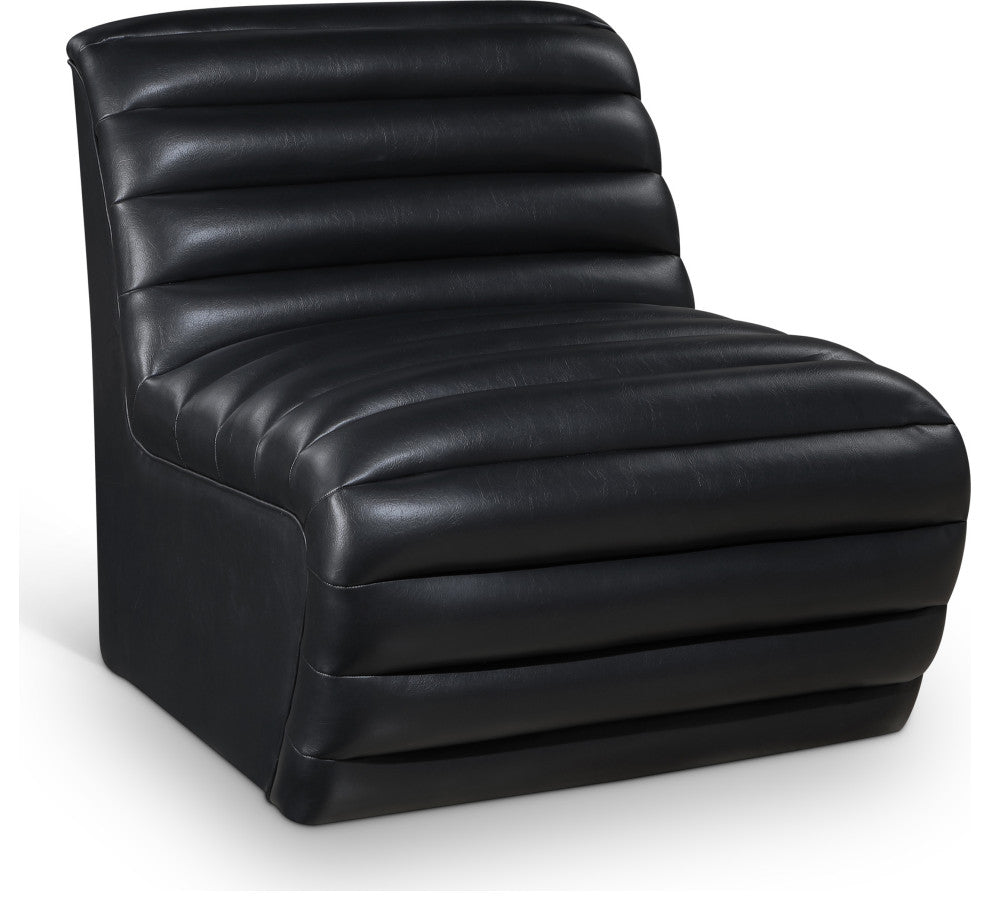 Vega Upholstered Accent Chair, Black, Vegan Leather
