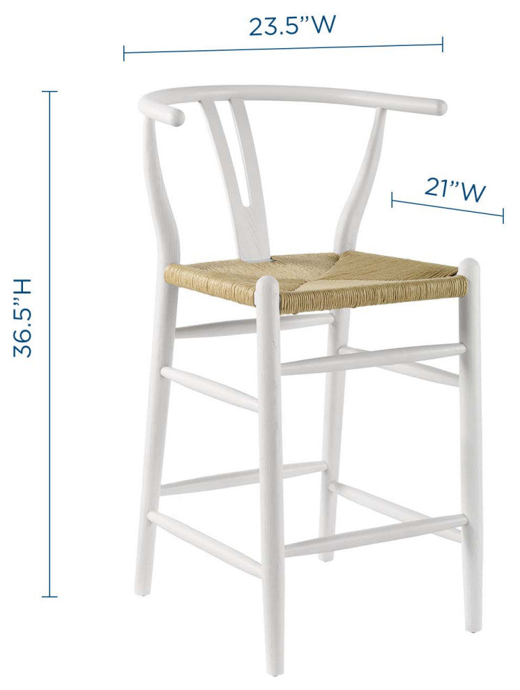 Counter Stool Chair, Wood, White, Modern, Bar Cafe Bistro Restaurant Hospitality