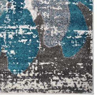 MACHINE MADE HEATSET POLYPROPYLENE AREA RUGS  - Silver Blue, Abstract Design, [Runner] 3'2''x10'