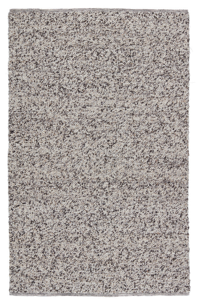 Hadren Handmade Solid Gray and Brown Area Rug, White and Black, 5'x8'
