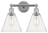 Berkshire 2-Light 17" Bath Vanity Light, Polished Chrome Finish, Seedy Shade