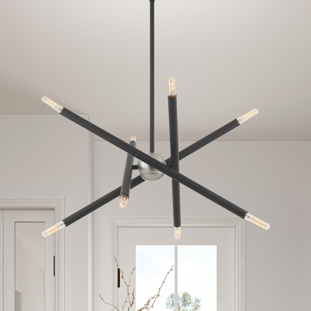Livex Lighting Soho 8 Light Scandinavian Gray, Brushed Nickel Accents Chandelier