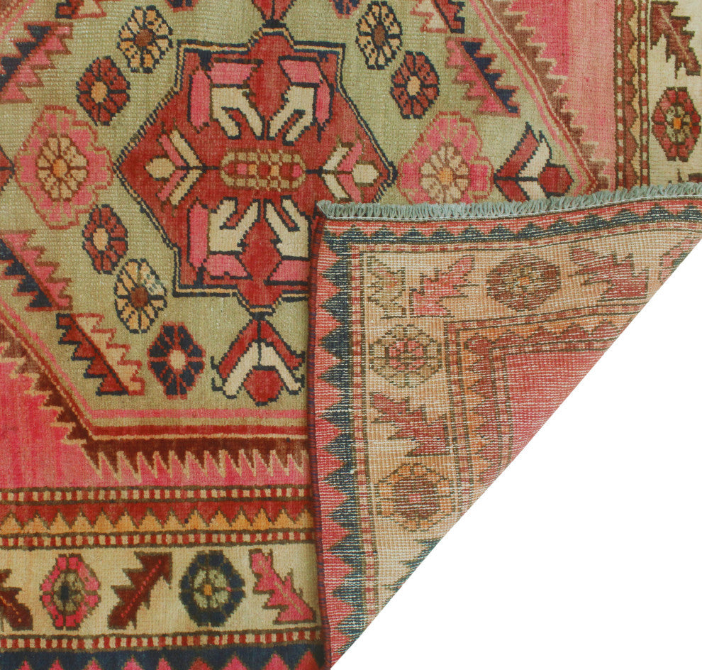 Fine Vintage Distressed Wazma Pink/Burgundy Runner, 3'9x10'0