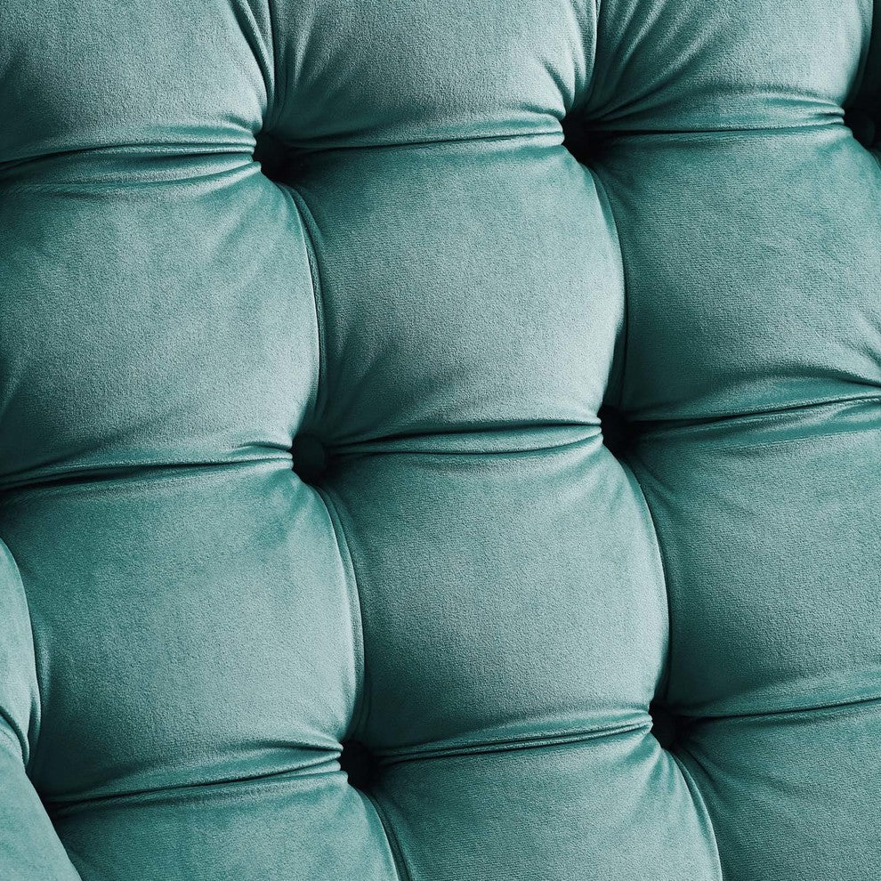 Suggest Button Tufted Upholstered Velvet Lounge Chair, Teal