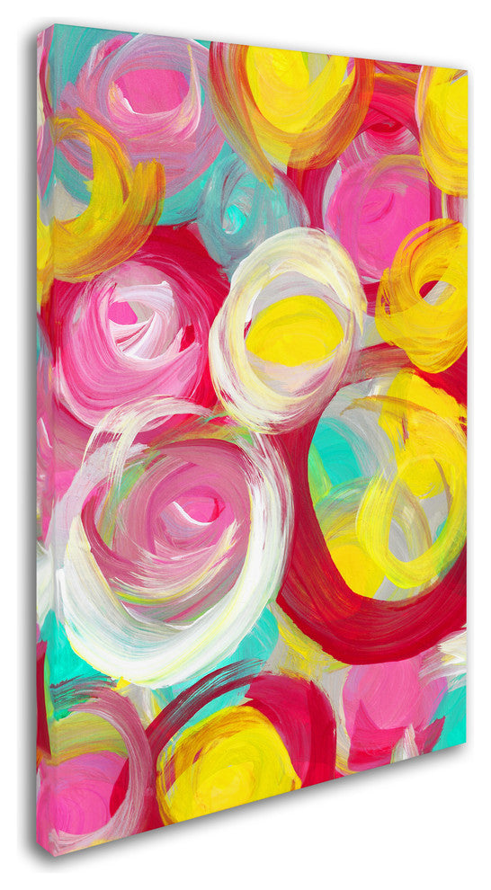 'Rose Garden Circles Vertical 3' Canvas Art, 19x12