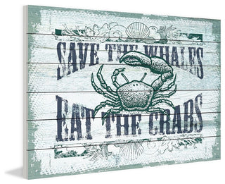 "Save Whales" Painting Print on White Wood