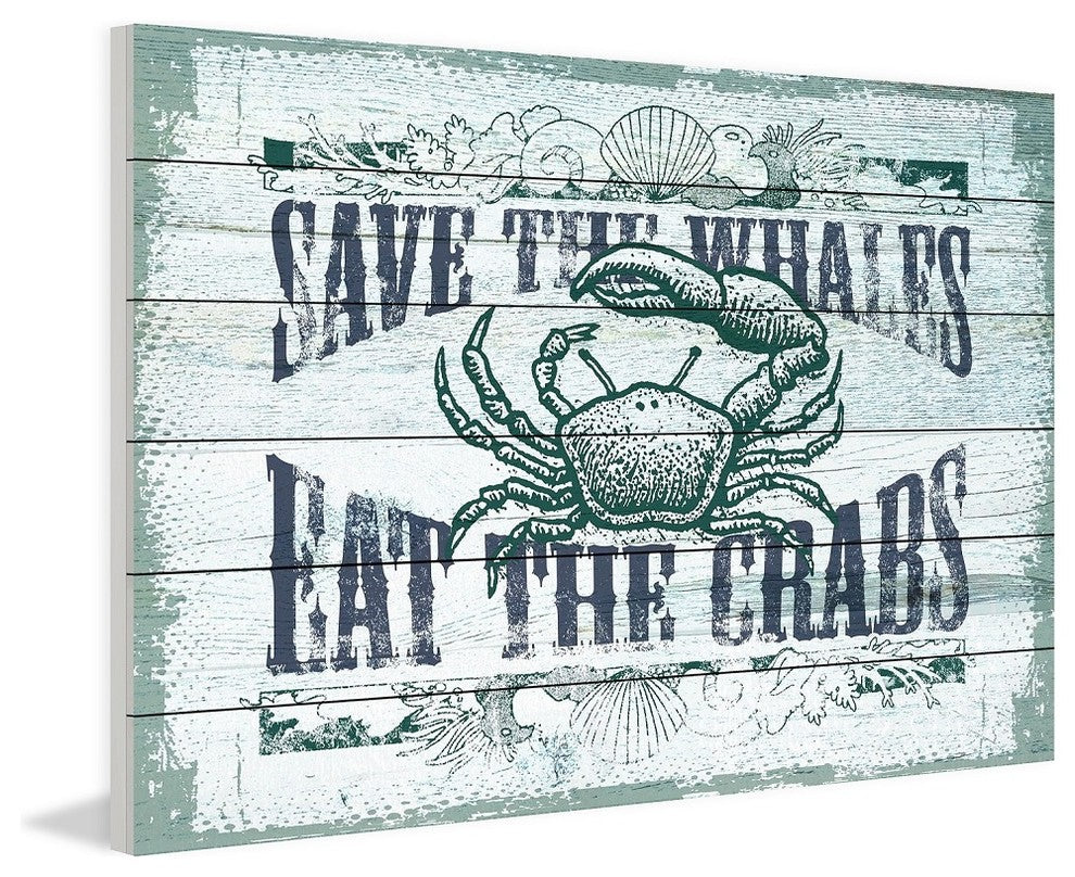 "Save Whales" Painting Print on White Wood