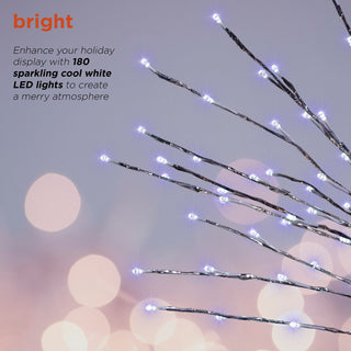 60"H Indoor/Outdoor Artificial Christmas Tree with Cool White LED Lights, Silver