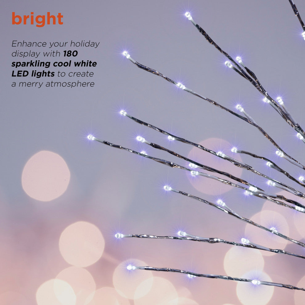 60"H Indoor/Outdoor Artificial Christmas Tree with Cool White LED Lights, Silver