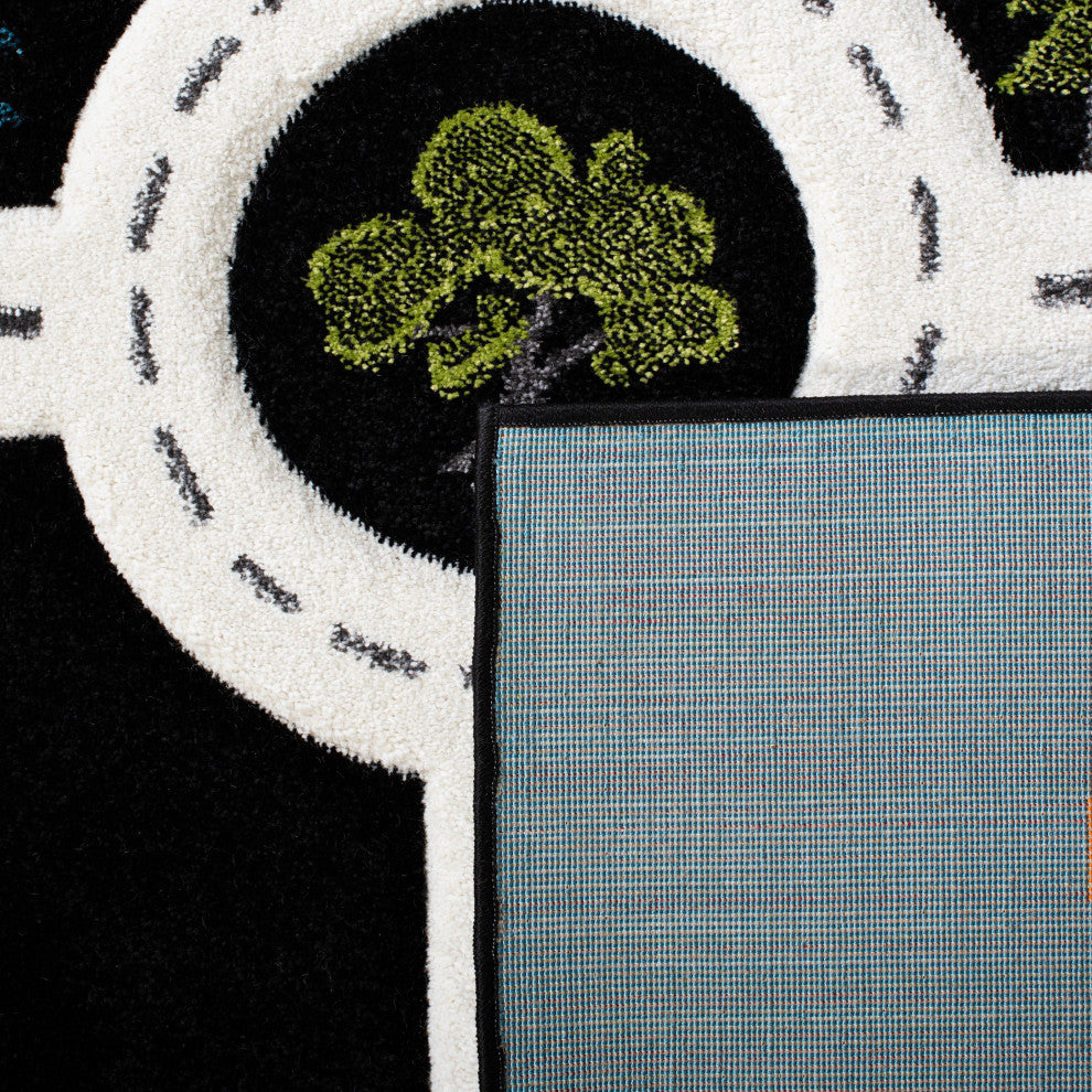 Safavieh Carousel Kids Collection CRK192Z Rug, Black/Ivory, 6'7" X 6'7" Square