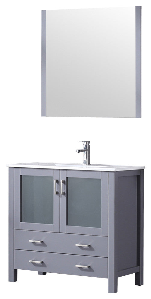 Volez Transitional Dark Grey 36" Single Vanity Set