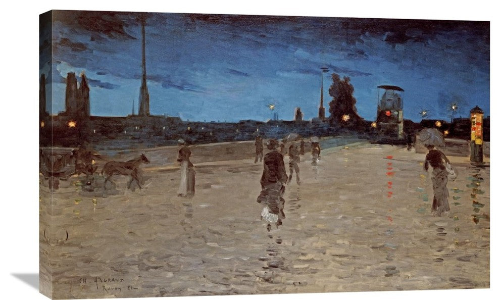 "Le Pont De Pierre, Rouen" Stretched Canvas Giclee by Charles Angrand, 30"x19"
